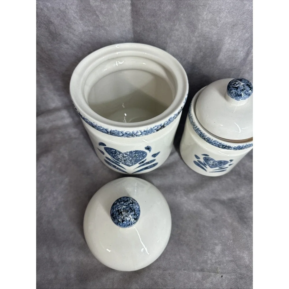 1990s Ceramic Blue Heart‎ Jars Kitchen Gibson 9